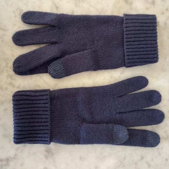 TALBOTS Navy Soft Cable Knit Cotton Blend Gloves One Size - Picture 6 of 12